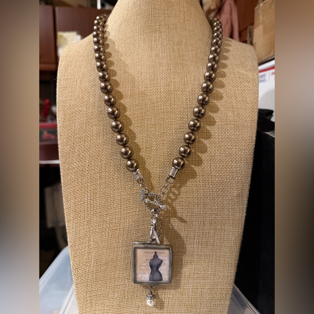 Jewel Kade Brown Pearl Charm Toggle Necklace Letter 26